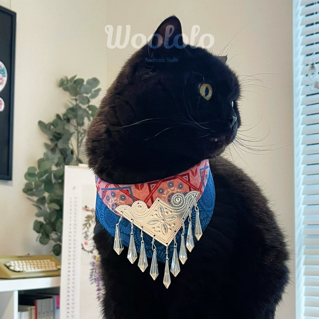 Exotic Miao Ethnic Style Pet Bandana - Traditional Artisan Cat & Dog Scarf
