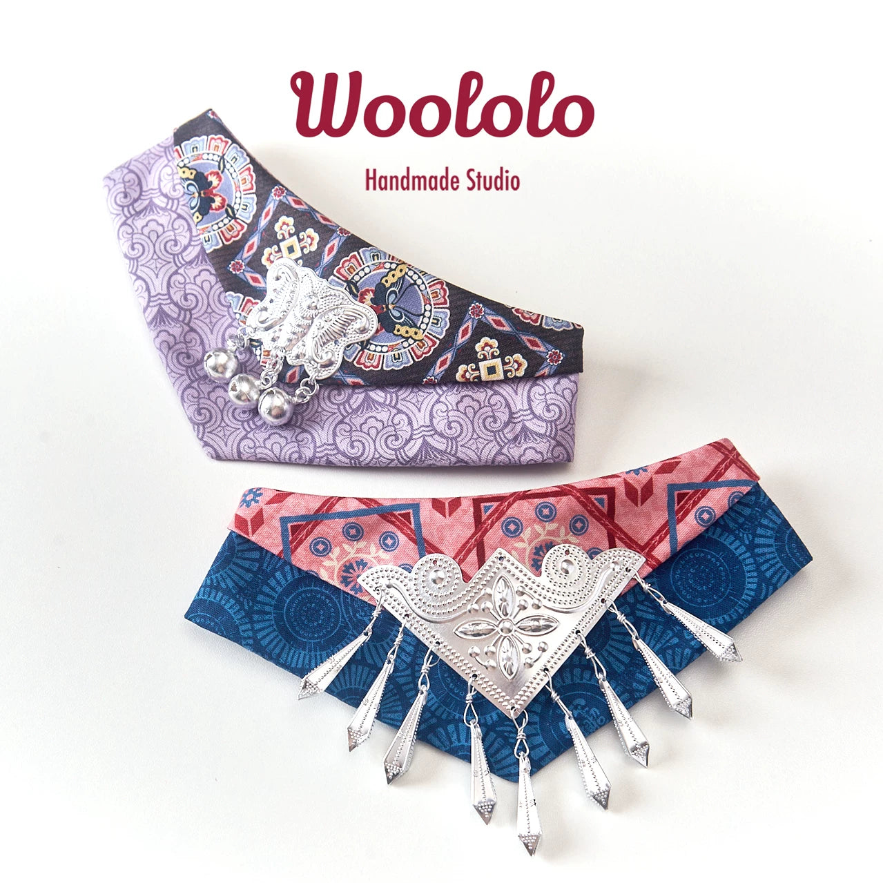 Exotic Miao Ethnic Style Pet Bandana - Traditional Artisan Cat & Dog Scarf