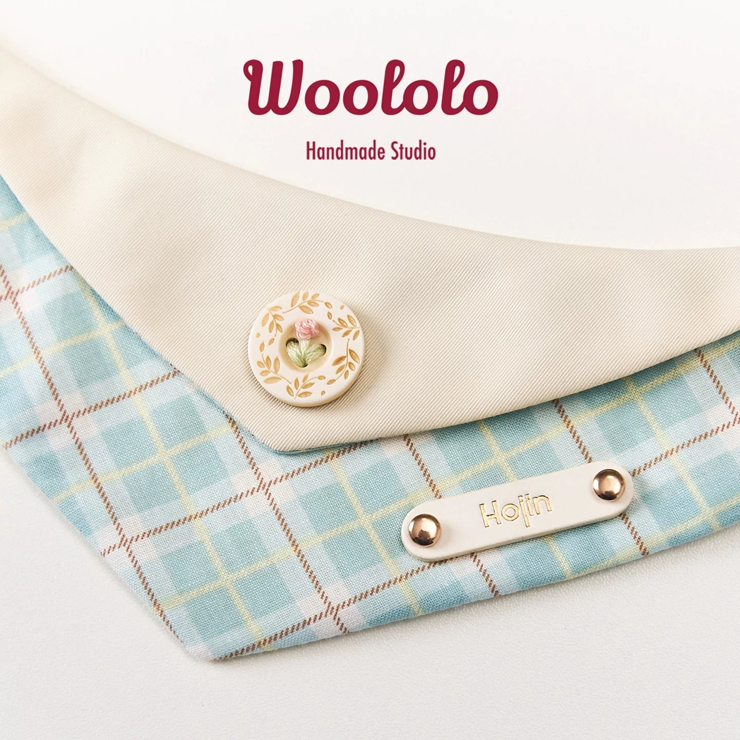 Chic Korean Plaid Pet Bandana - Stylish All-Season Plaid Triangle Scarf