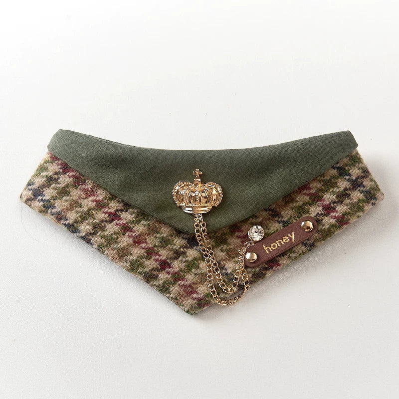 Classic British "Old Money" Style Wool Pet Bandana - Sophisticated Triangle Scarf