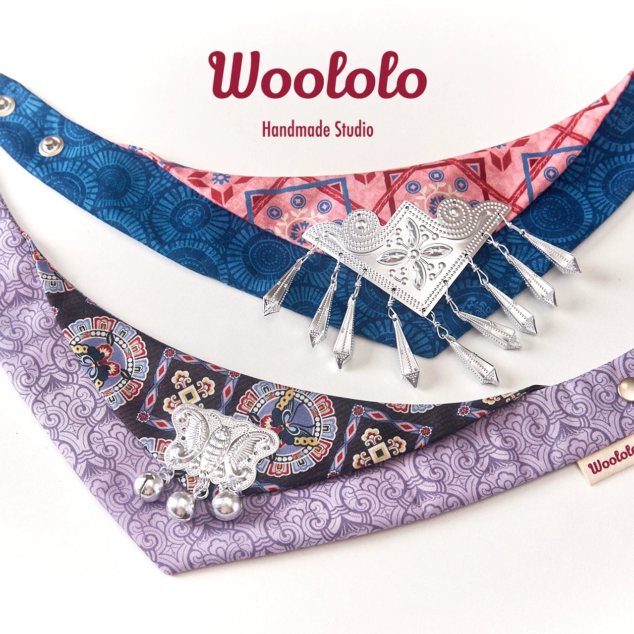 Exotic Miao Ethnic Style Pet Bandana - Traditional Artisan Cat & Dog Scarf