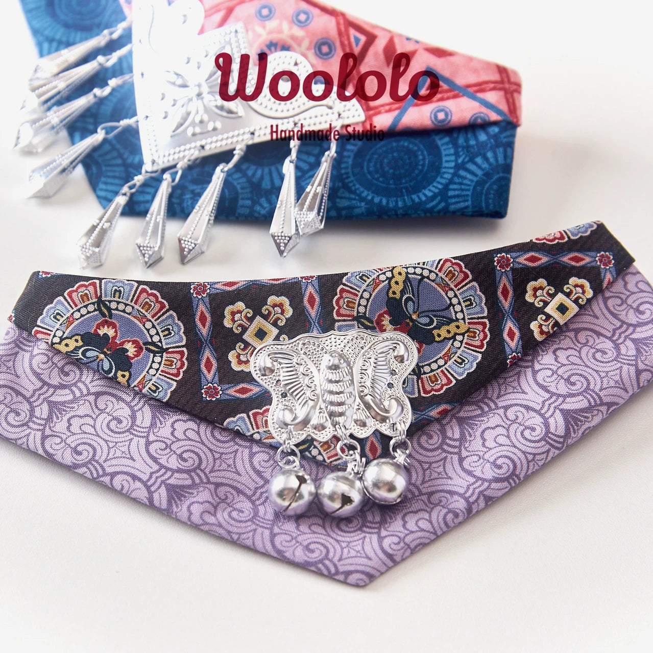 Exotic Miao Ethnic Style Pet Bandana - Traditional Artisan Cat & Dog Scarf