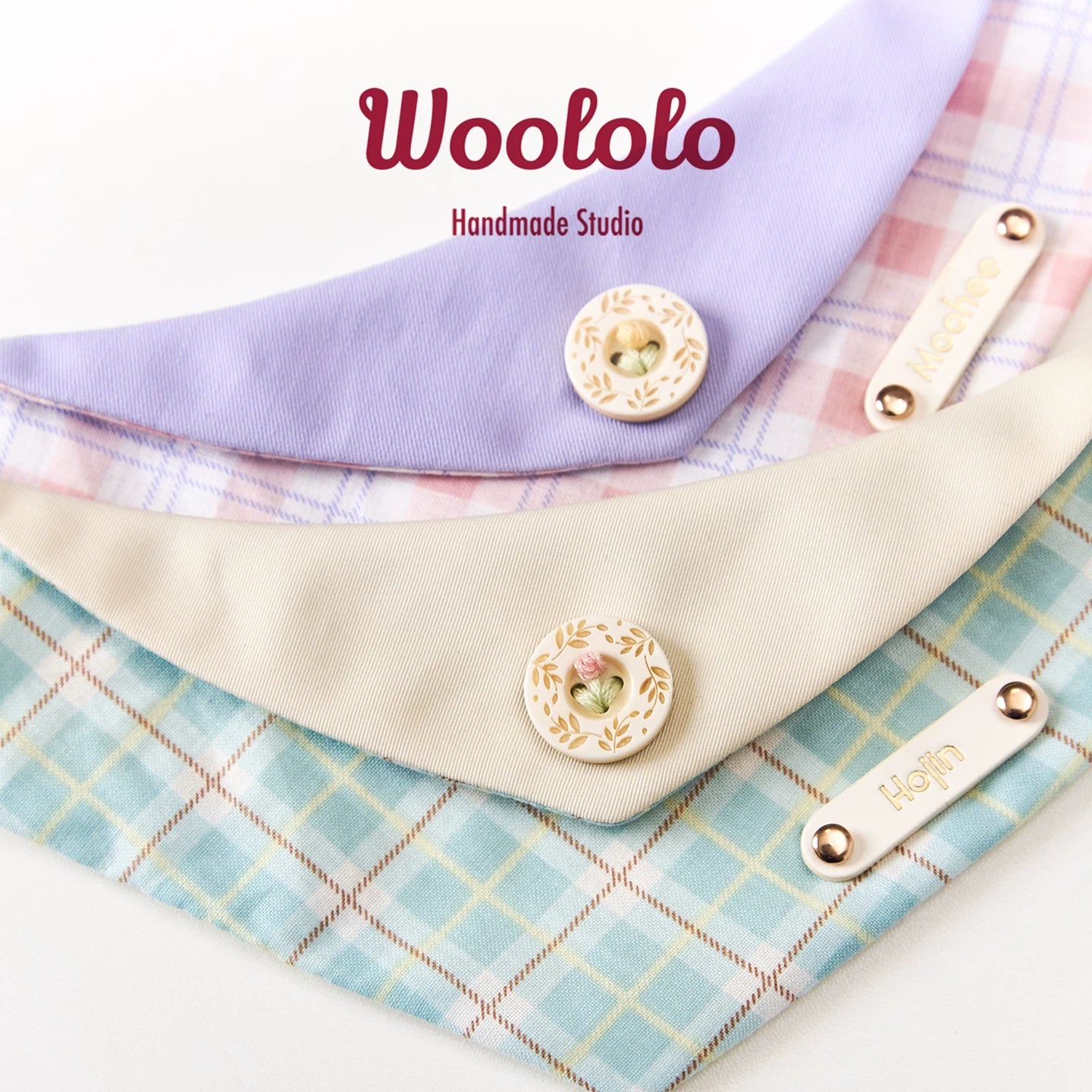 Chic Korean Plaid Pet Bandana - Stylish All-Season Plaid Triangle Scarf