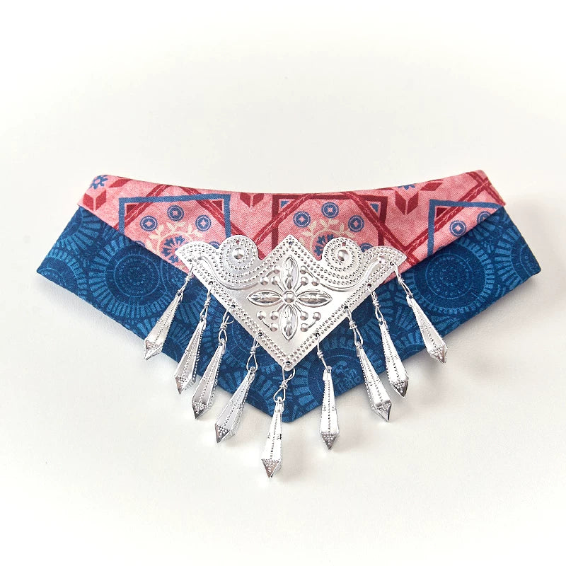 Exotic Miao Ethnic Style Pet Bandana - Traditional Artisan Cat & Dog Scarf