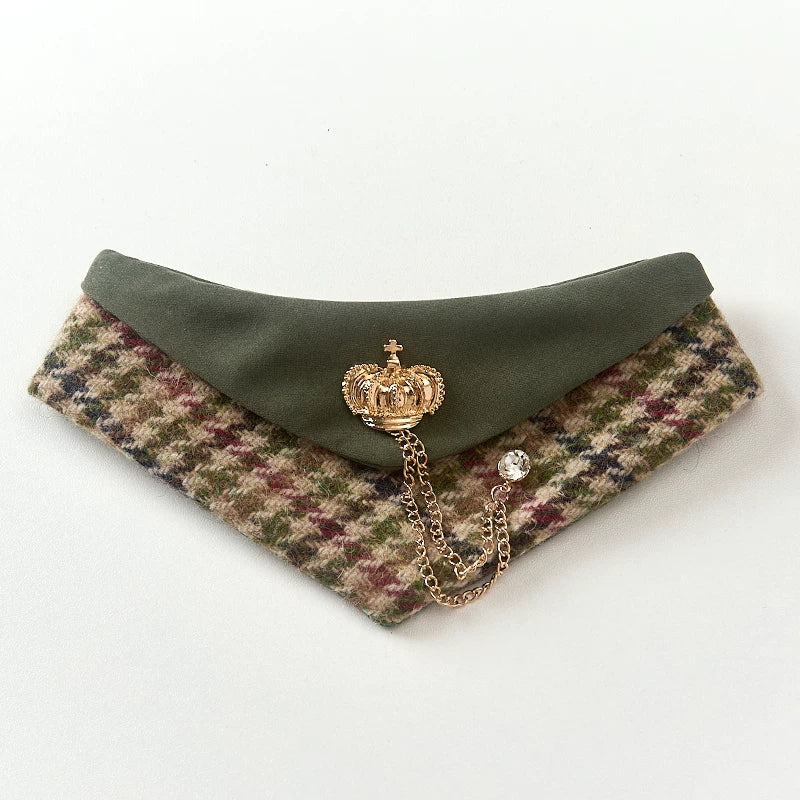 Classic British "Old Money" Style Wool Pet Bandana - Sophisticated Triangle Scarf