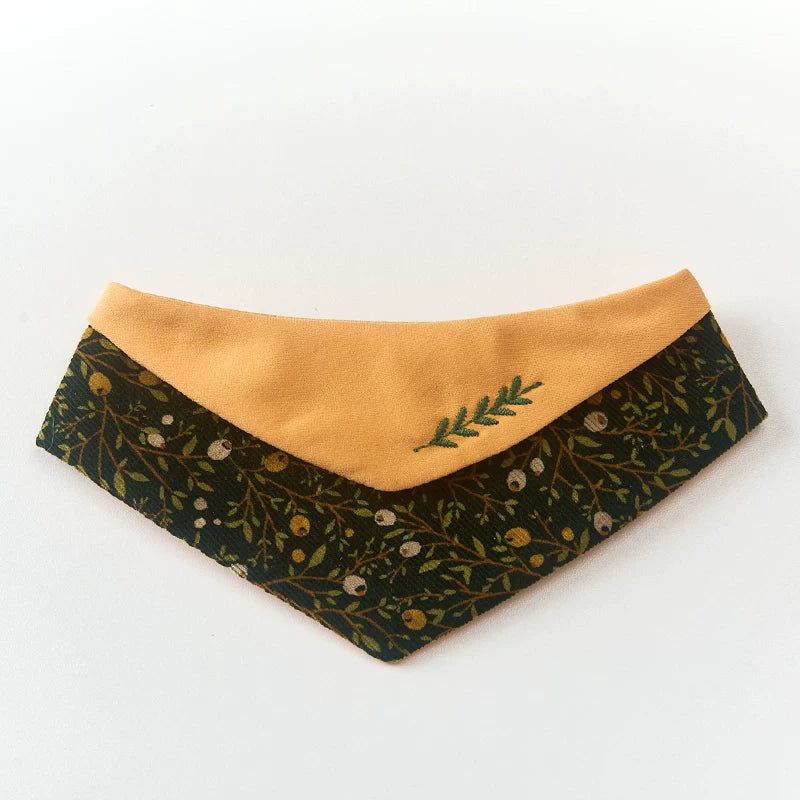 Forest Harmony Contrast Color Pet Bandana - Earthy All-Season Triangle Scarf