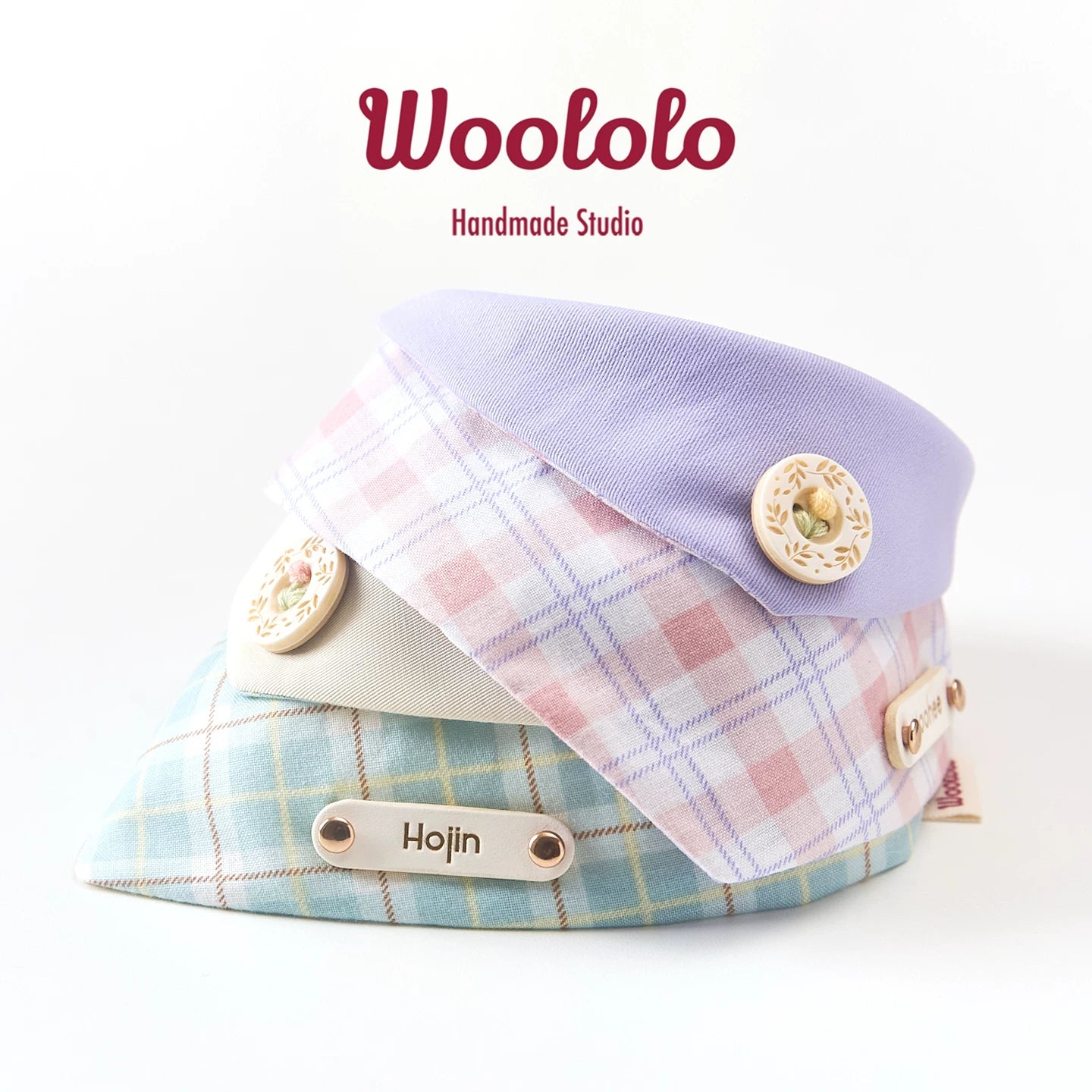 Chic Korean Plaid Pet Bandana - Stylish All-Season Plaid Triangle Scarf