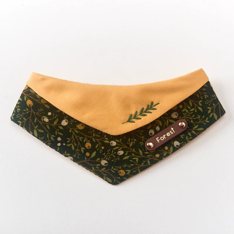 Forest Harmony Contrast Color Pet Bandana - Earthy All-Season Triangle Scarf